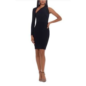 Betsy And Adam Black Dress Size 2 Form Fitting Pullover NWT